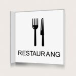 Flaggskylt Restaurang Vit 150 x 150 mm