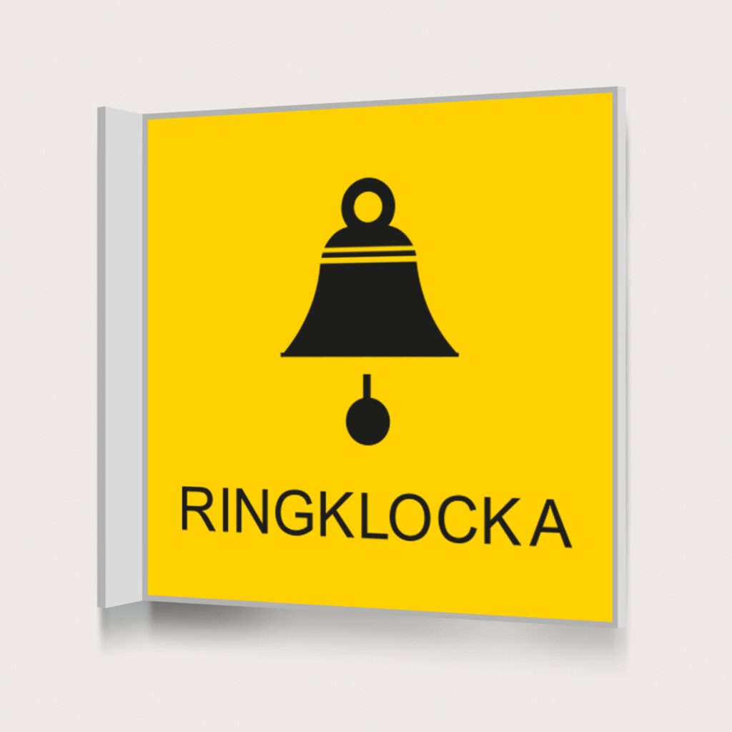Flaggskylt Ringklocka Gul 150 x 150 mm