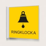 Flaggskylt Ringklocka Gul 150 x 150 mm