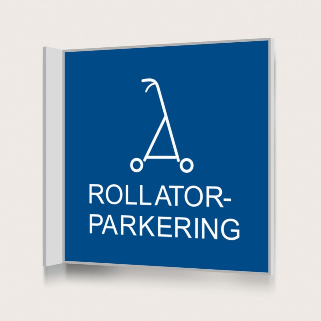 Flaggskylt Rollatorparkering Blå 150 x 150 mm
