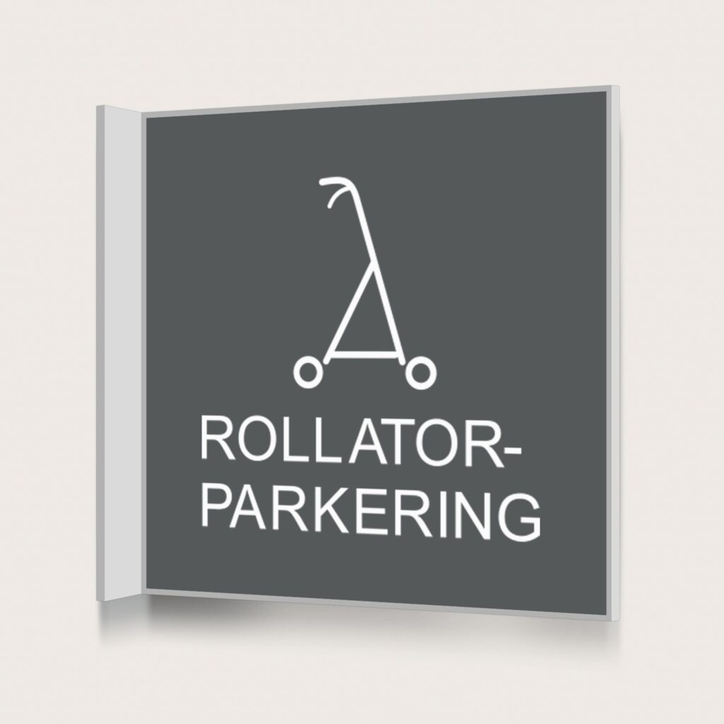 Flaggskylt Rollatorparkering Charcoal 150 x 150 mm