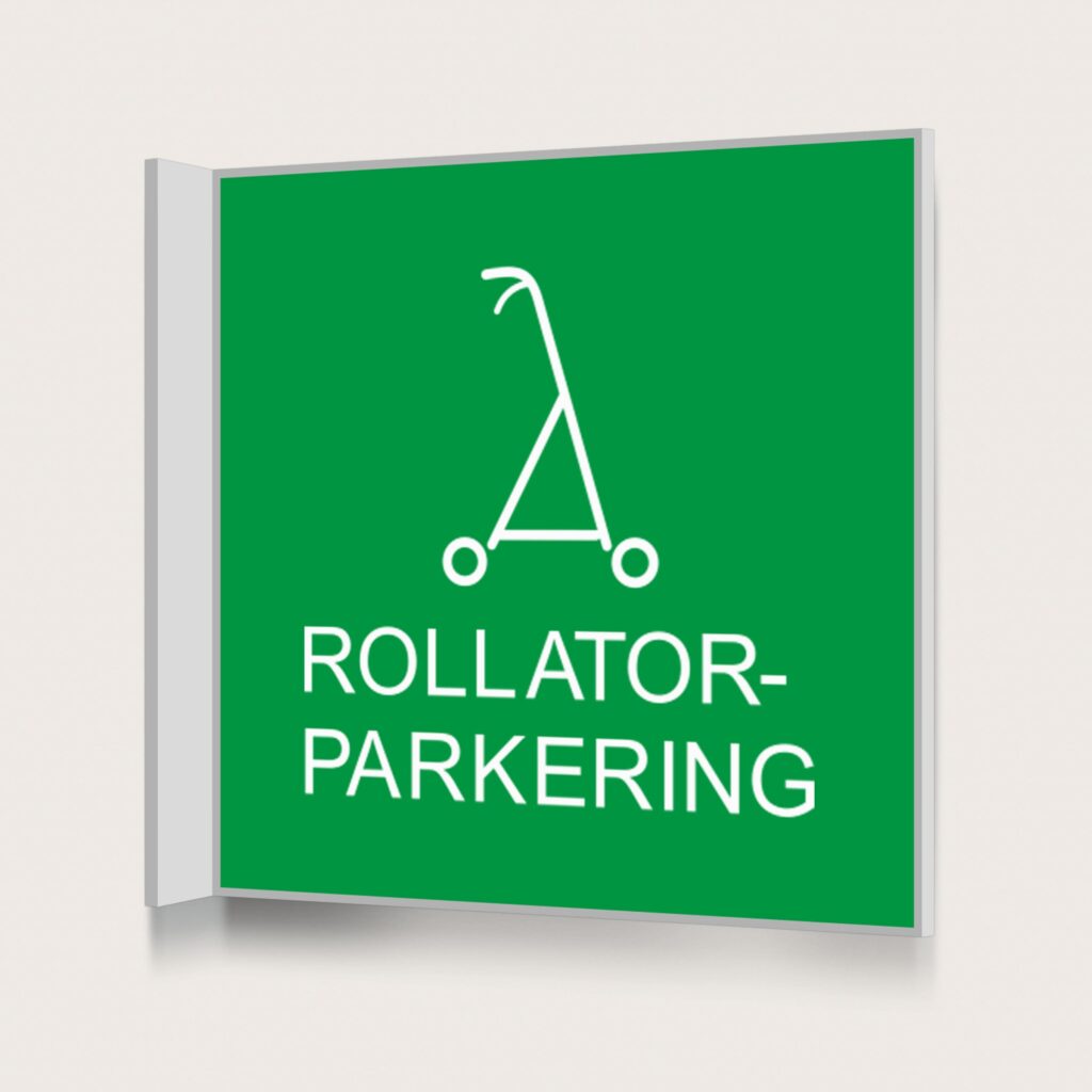 Flaggskylt Rollatorparkering Grön 150 x 150 mm