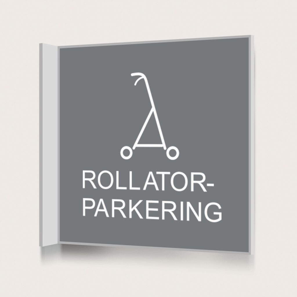 Flaggskylt Rollatorparkering Grå 150 x 150 mm