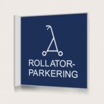 Flaggskylt Rollatorparkering Mörkblå 150 x 150 mm