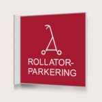 Flaggskylt Rollatorparkering Röd 150 x 150 mm