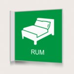 Flaggskylt Rum Grön 150 x 150 mm
