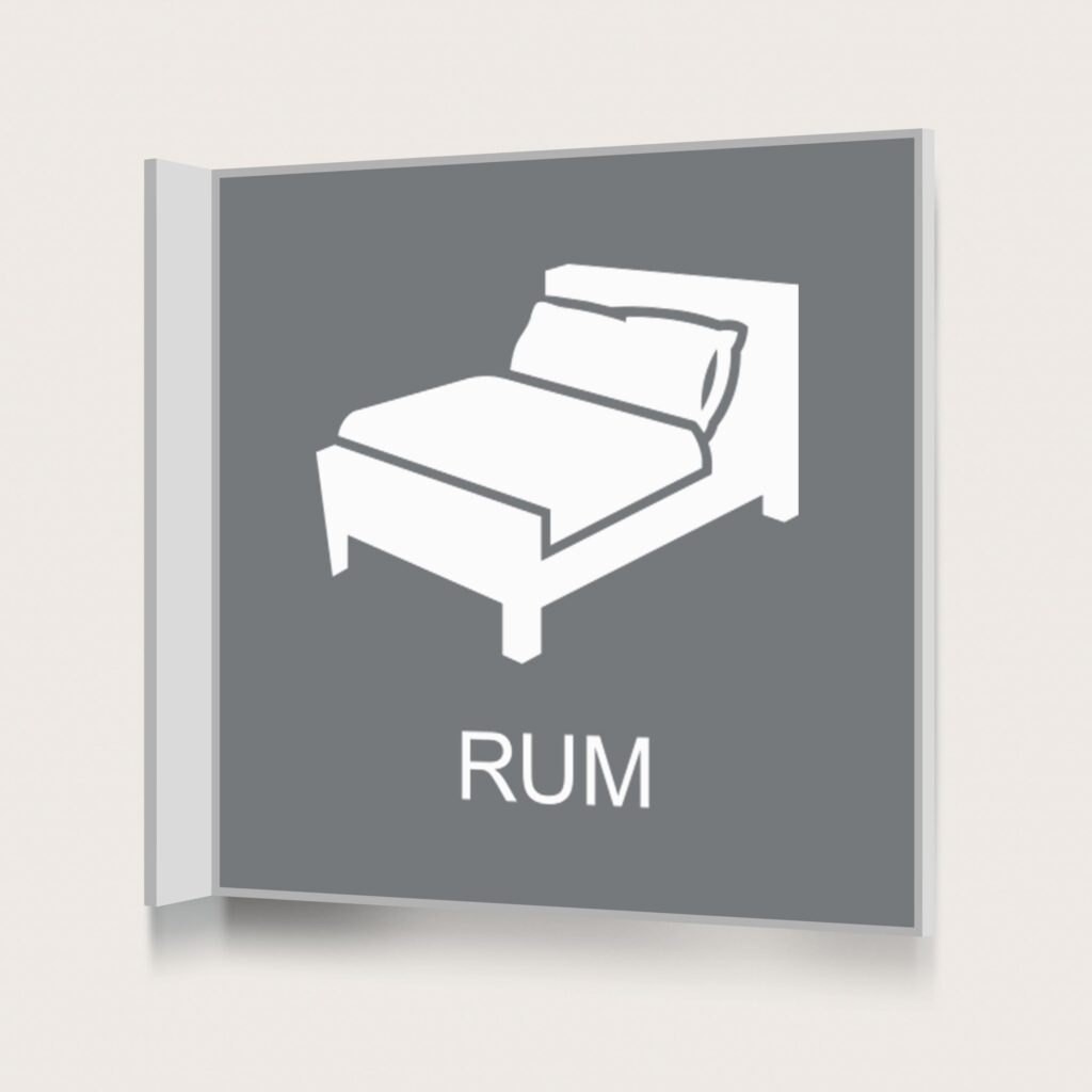 Flaggskylt Rum Grå 150 x 150 mm