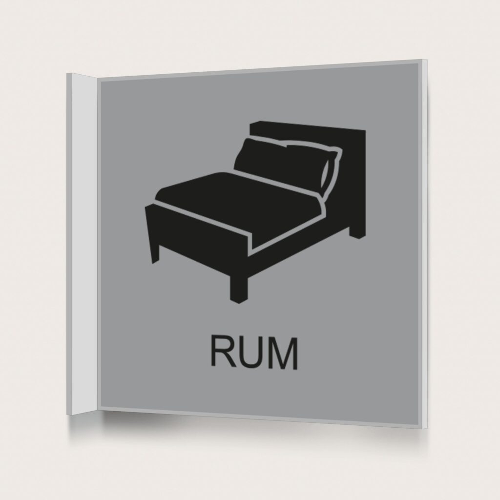 Flaggskylt Rum Silver 150 x 150 mm