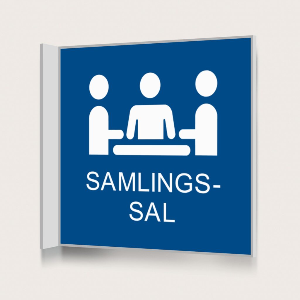 Flaggskylt Samlingssal Blå 150 x 150 mm