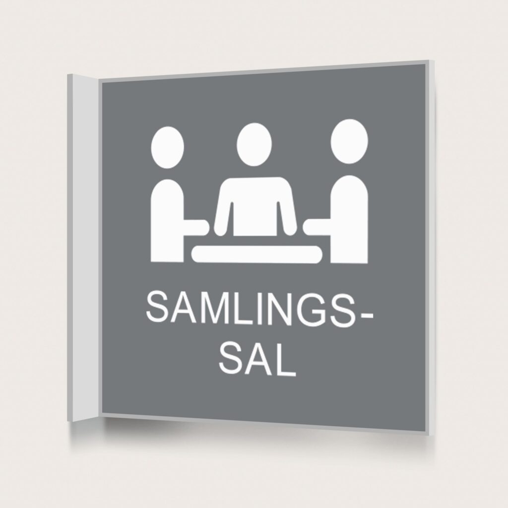 Flaggskylt Samlingssal Grå 150 x 150 mm