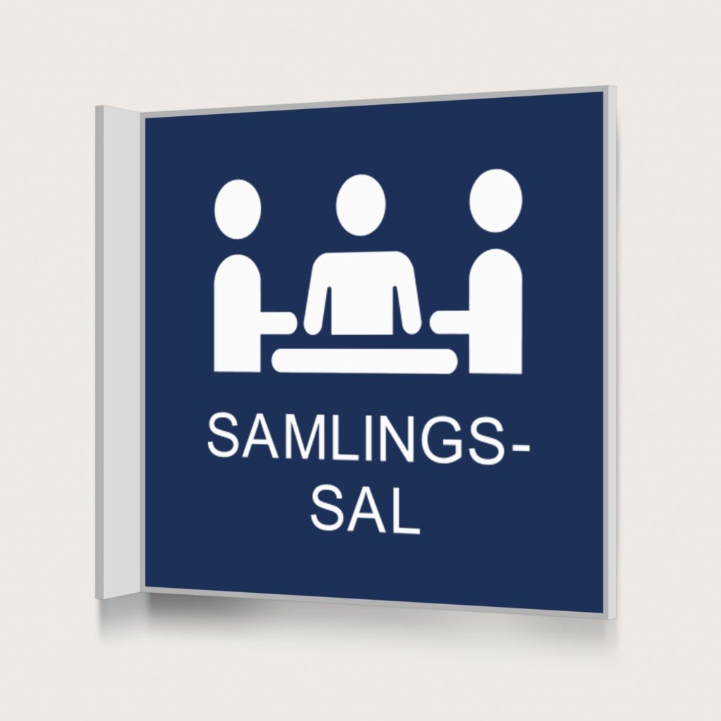 Flaggskylt Samlingssal Mörkblå 150 x 150 mm