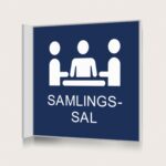 Flaggskylt Samlingssal Mörkblå 150 x 150 mm