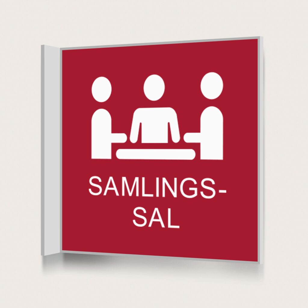 Flaggskylt Samlingssal Röd 150 x 150 mm