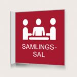 Flaggskylt Samlingssal Röd 150 x 150 mm