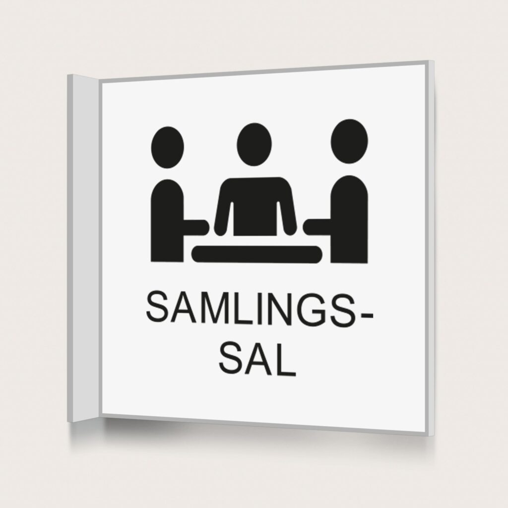 Flaggskylt Samlingssal Vit 150 x 150 mm