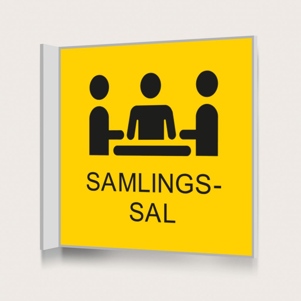 Flaggskylt Samlingssal Gul 150 x 150 mm