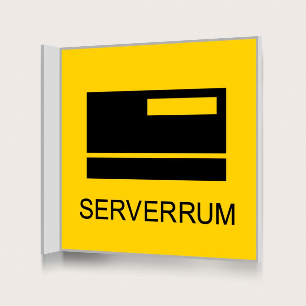 Flaggskylt Serverrum Gul 150 x 150 mm