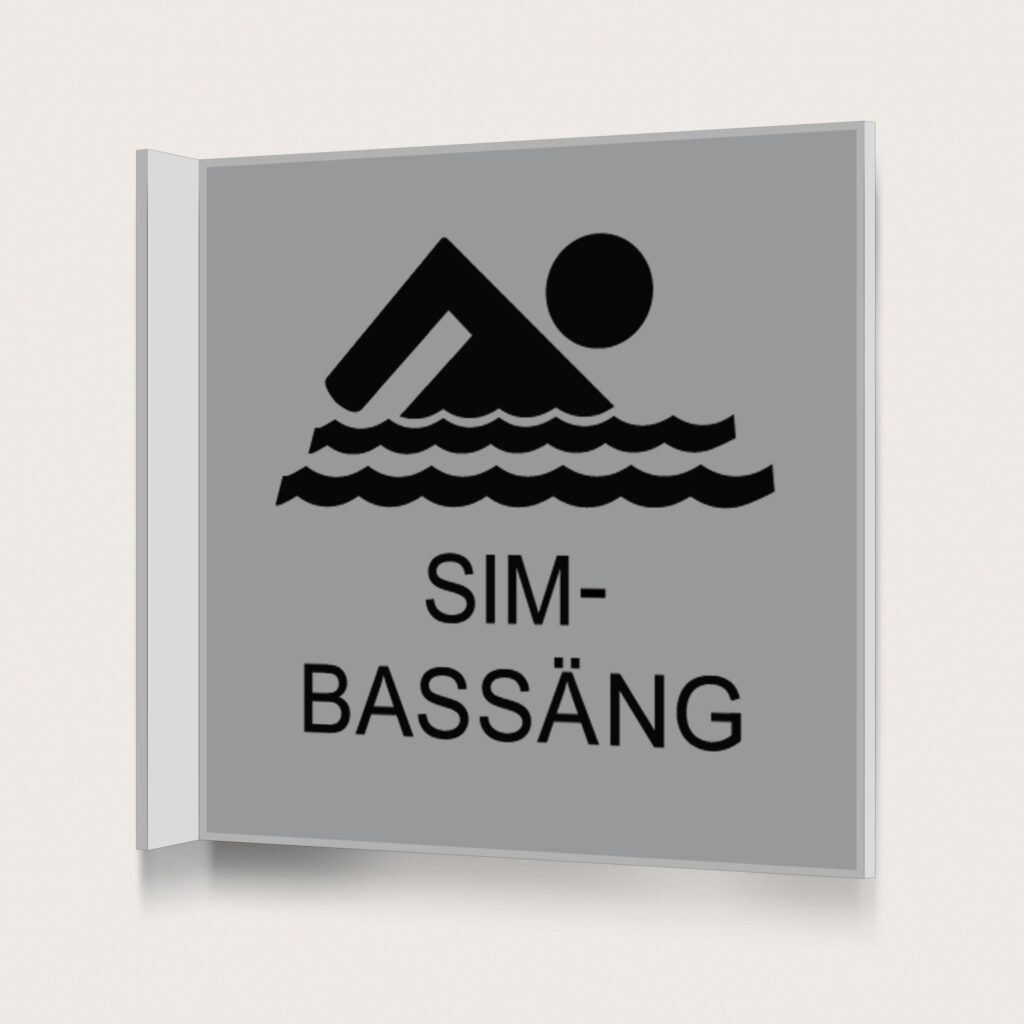 Flaggskylt Simbassäng Silver 150 x 150 mm