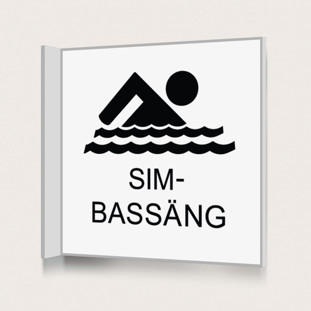 Flaggskylt Simbassäng Vit 150 x 150 mm