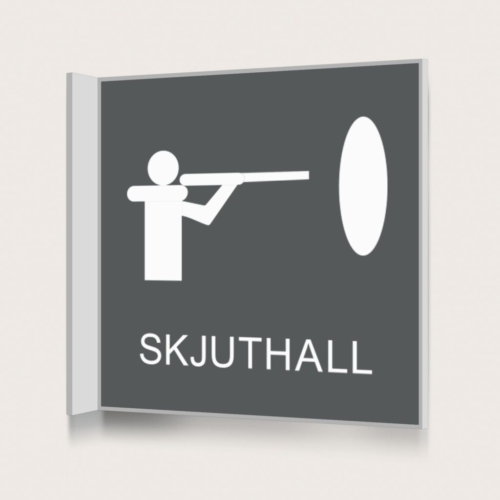 Flaggskylt Skjuthall Charcoal 150 x 150 mm
