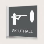Flaggskylt Skjuthall Charcoal 150 x 150 mm