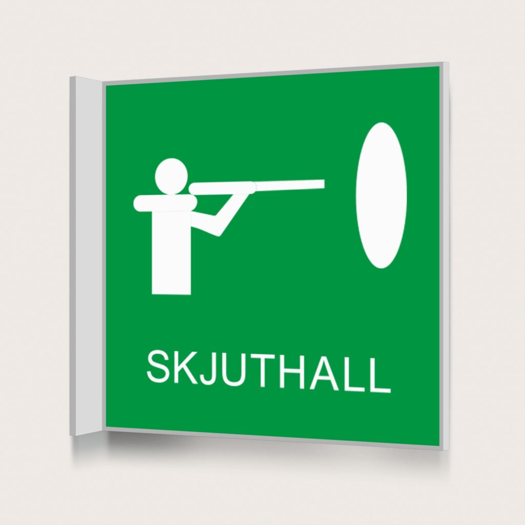 Flaggskylt Skjuthall Grön 150 x 150 mm