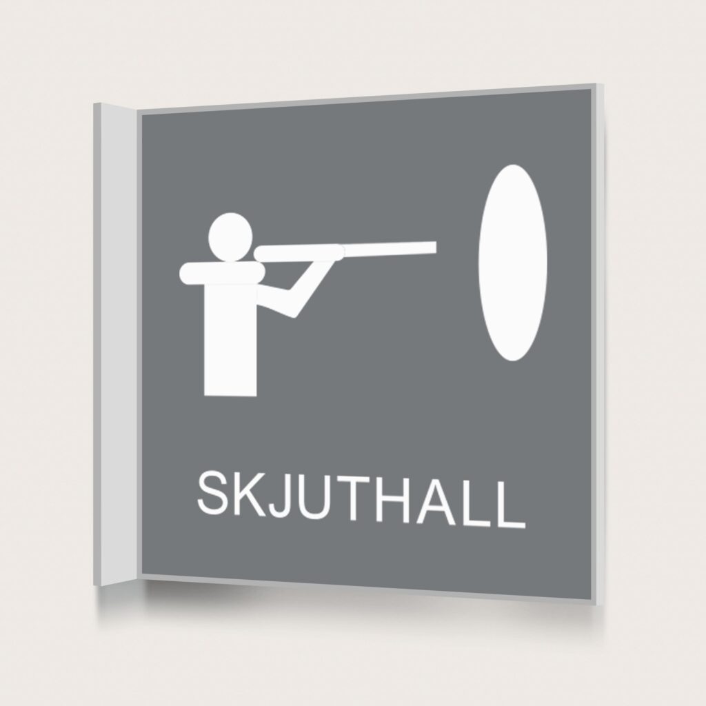 Flaggskylt Skjuthall Grå 150 x 150 mm