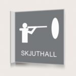 Flaggskylt Skjuthall Grå 150 x 150 mm