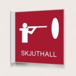 Flaggskylt Skjuthall Röd 150 x 150 mm