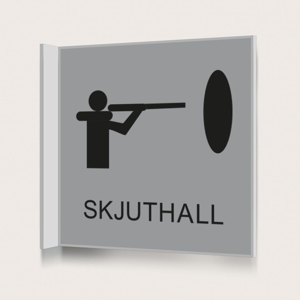 Flaggskylt Skjuthall Silver 150 x 150 mm