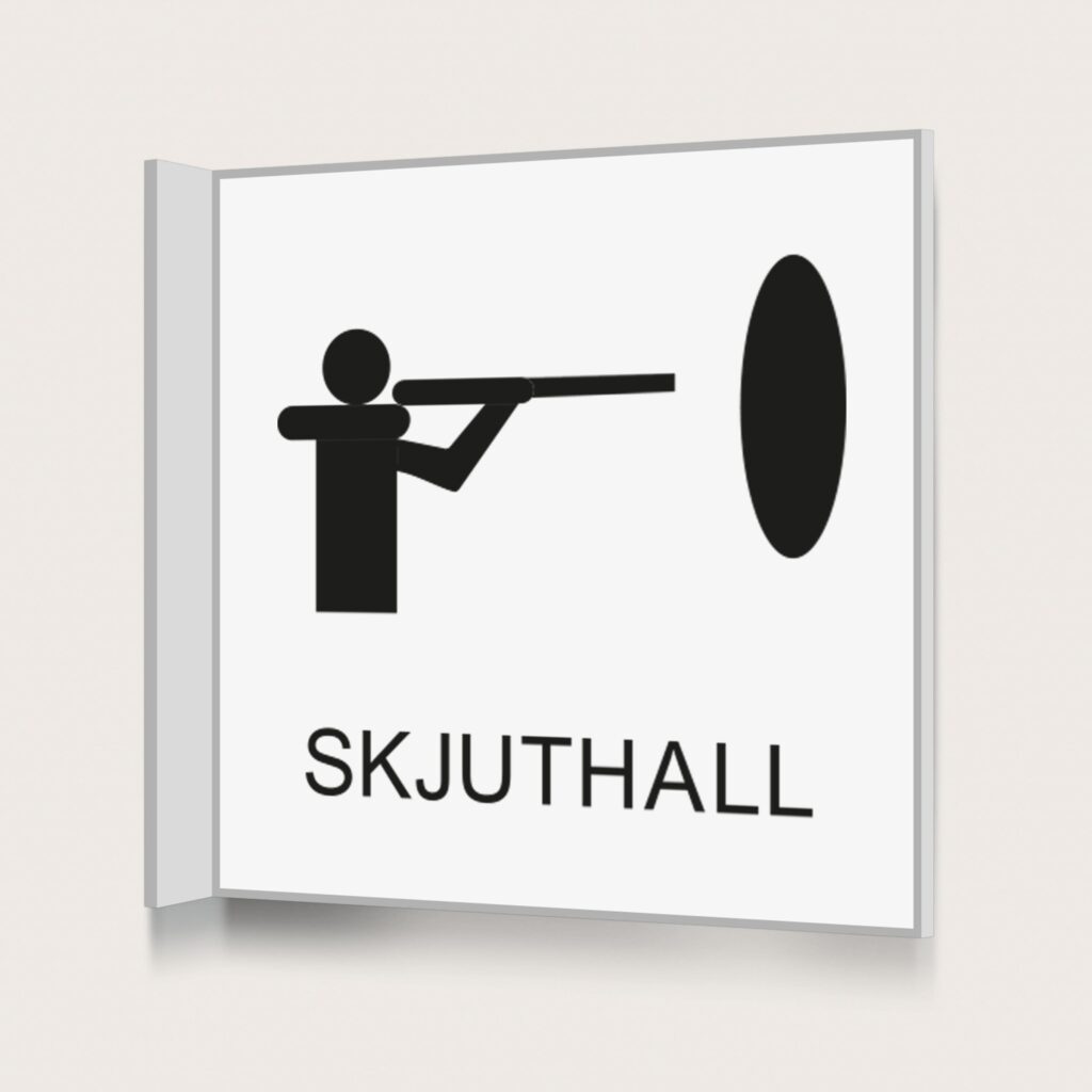 Flaggskylt Skjuthall Vit 150 x 150 mm
