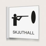 Flaggskylt Skjuthall Vit 150 x 150 mm