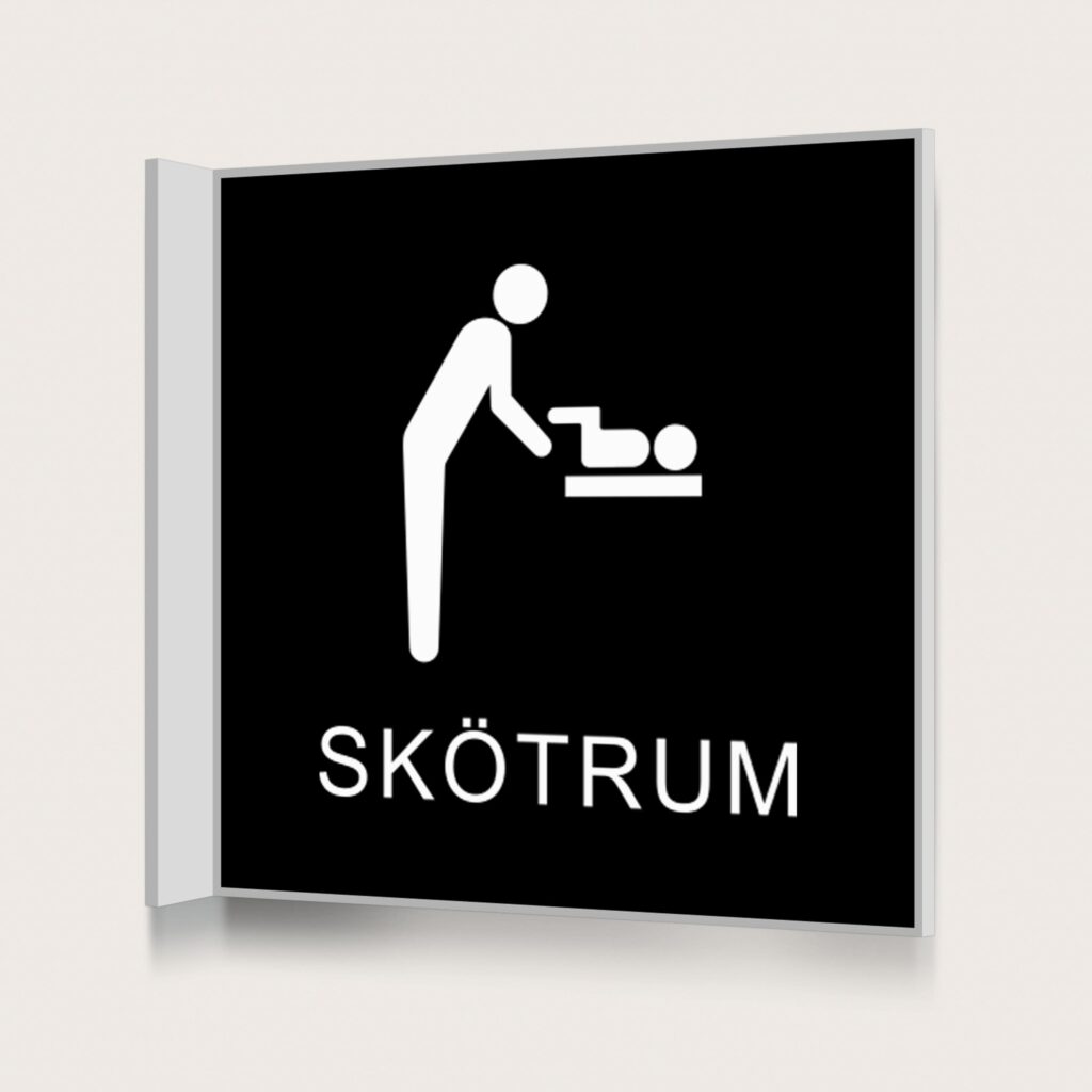 Flaggskylt Skötrum Svart 150 x 150 mm