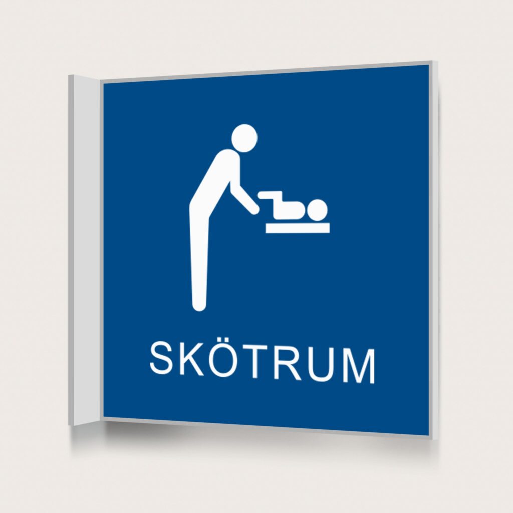 Flaggskylt Skötrum Blå 150 x 150 mm
