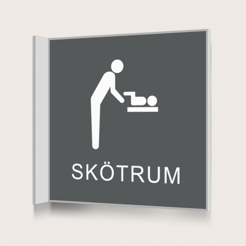 Flaggskylt Skötrum Charcoal 150 x 150 mm