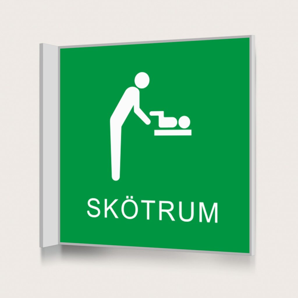 Flaggskylt Skötrum Grön 150 x 150 mm