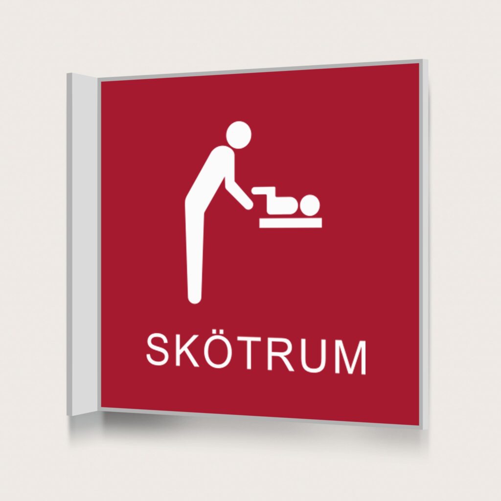 Flaggskylt Skötrum Röd 150 x 150 mm