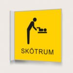Flaggskylt Skötrum Gul 150 x 150 mm
