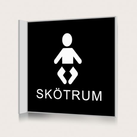 Flaggskylt Skötrum 2 Svart 150 x 150 mm