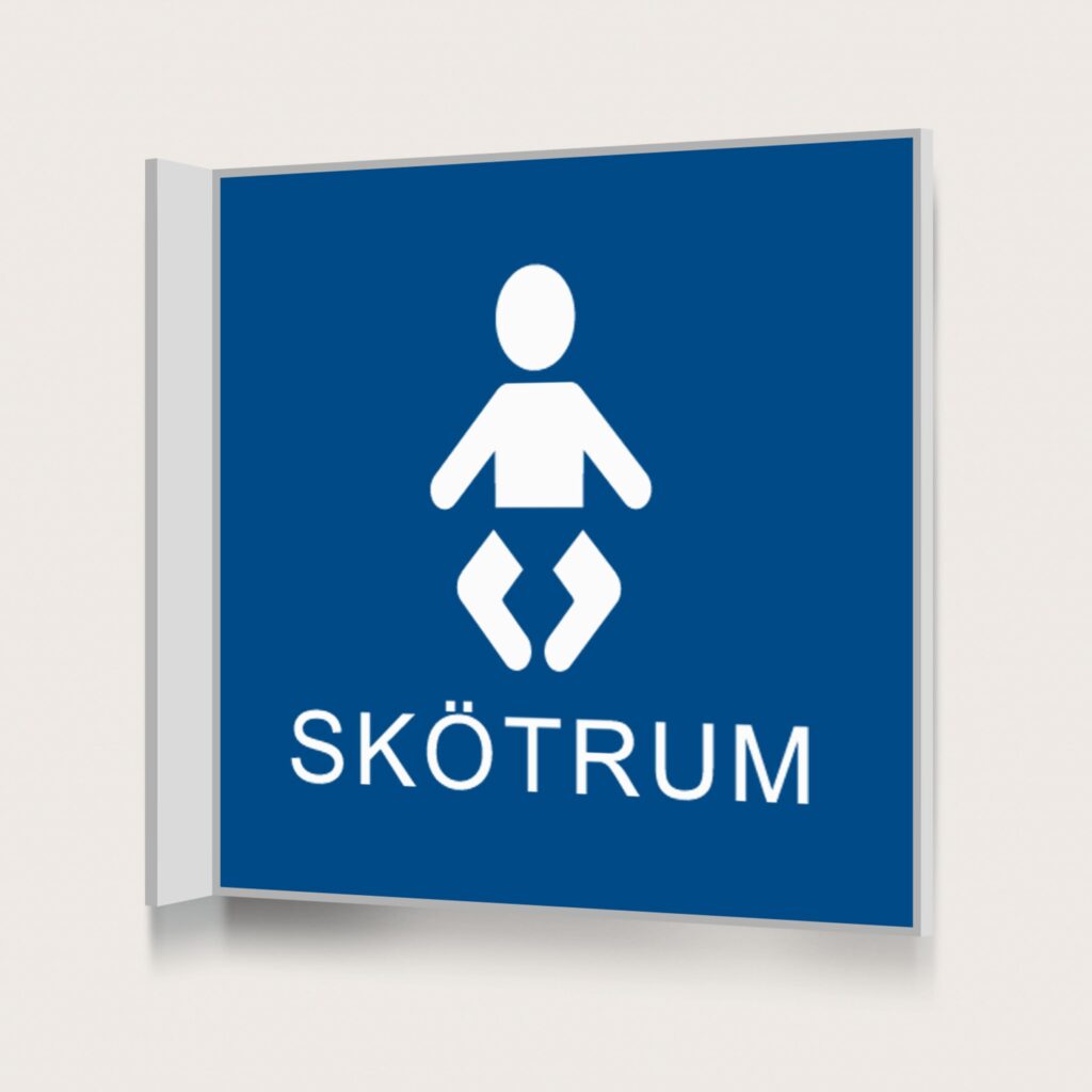 Flaggskylt Skötrum 2 Blå 150 x 150 mm