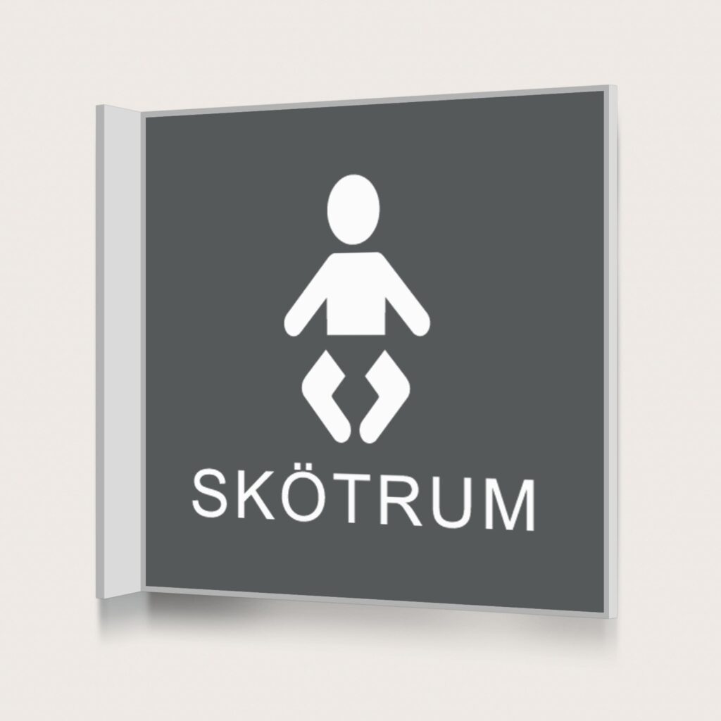 Flaggskylt Skötrum 2 Charcoal 150 x 150 mm