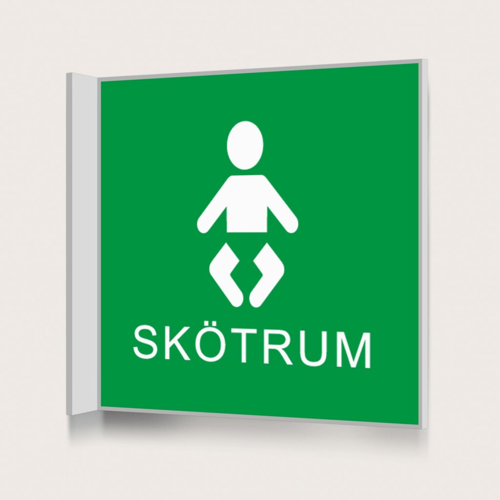 Flaggskylt Skötrum 2 Grön 150 x 150 mm