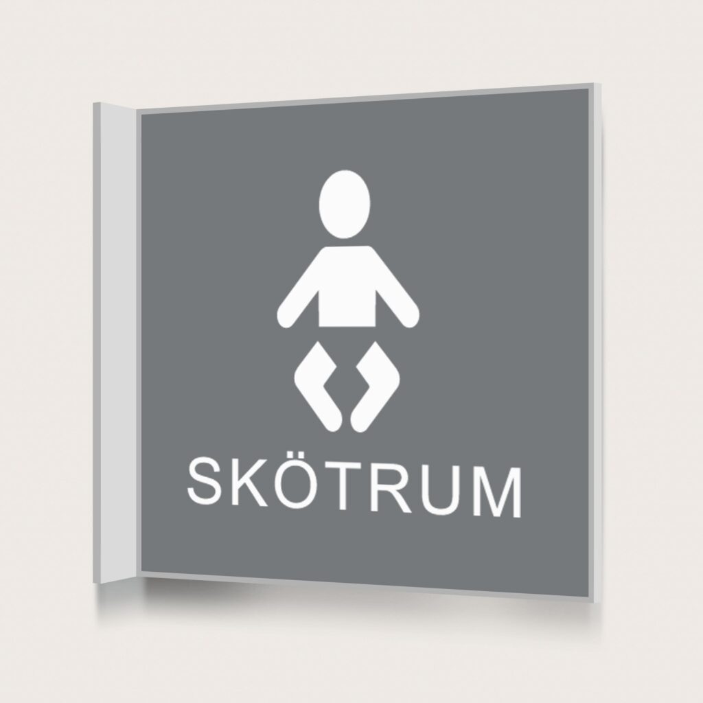 Flaggskylt Skötrum 2 Grå 150 x 150 mm