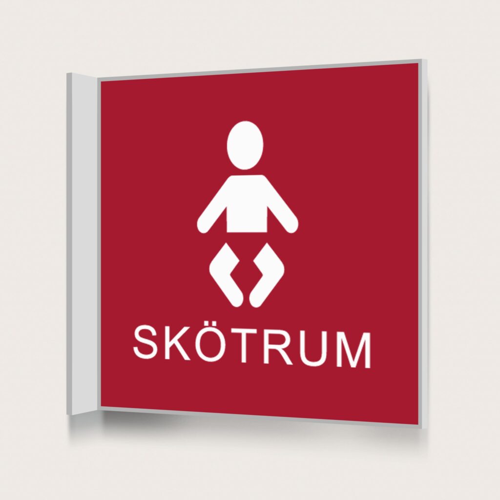 Flaggskylt Skötrum 2 Röd 150 x 150 mm