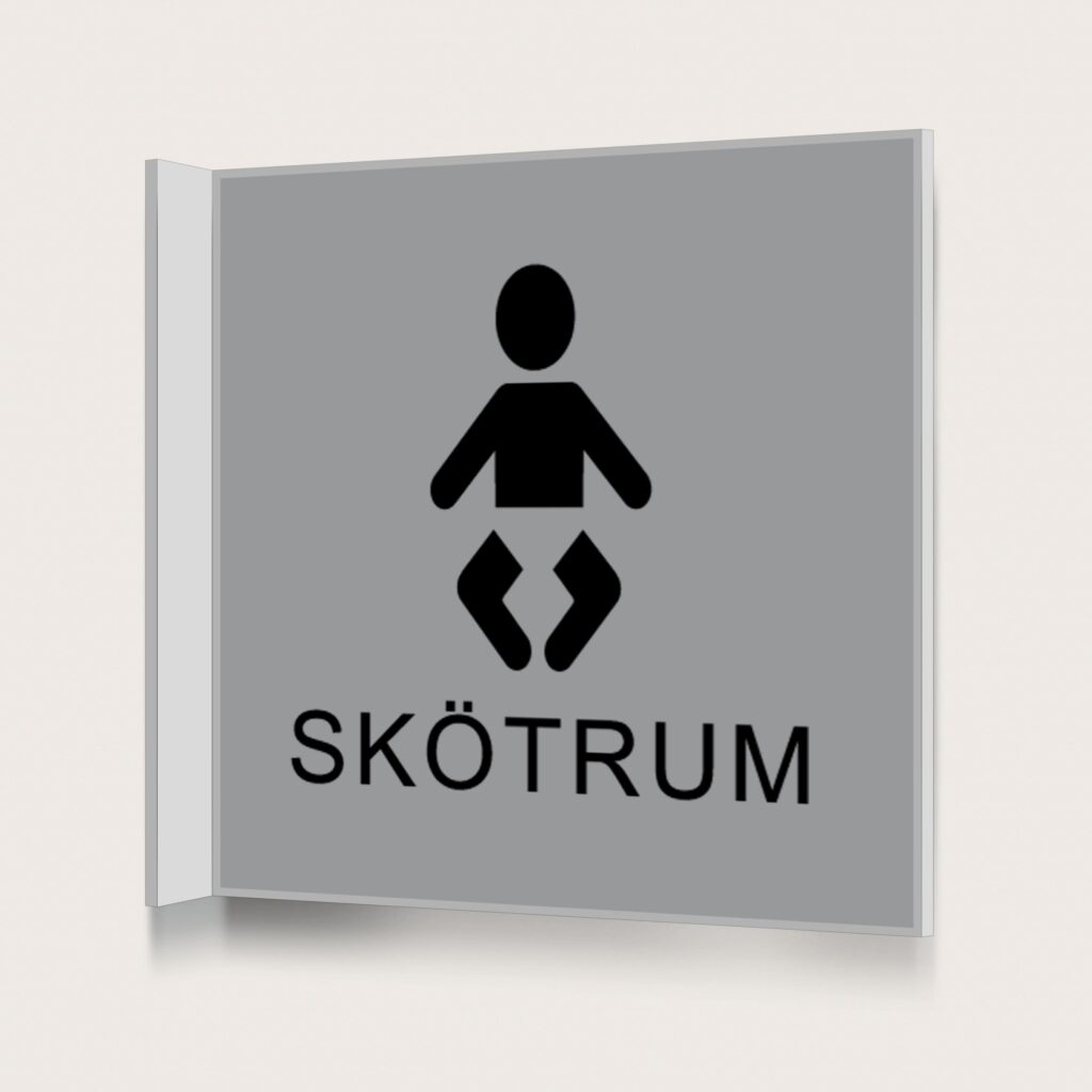 Flaggskylt Skötrum 2 Silver 150 x 150 mm