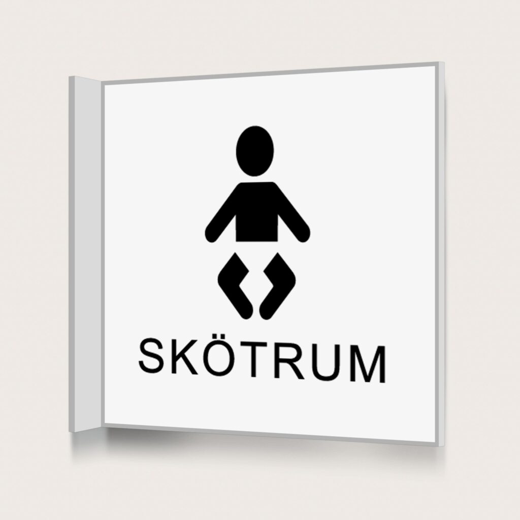 Flaggskylt Skötrum 2 Vit 150 x 150 mm