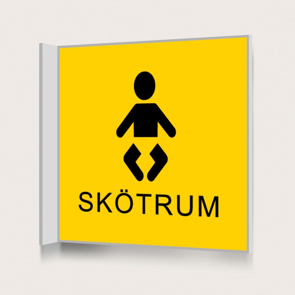 Flaggskylt Skötrum 2 Gul 150 x 150 mm