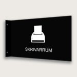 Flaggskylt Skrivarrum Svart 295 x 180 mm