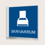 Flaggskylt Skrivarrum Blå 150 x 150 mm