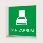 Flaggskylt Skrivarrum Grön 150 x 150 mm